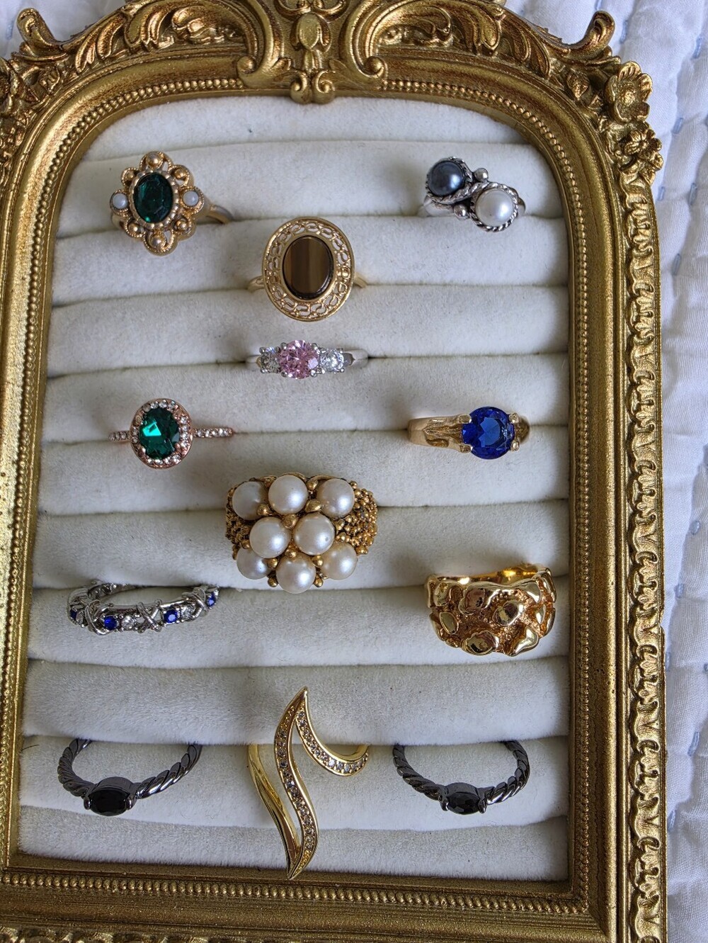 Vintage Ring Lot 12 Pcs | Avon • Sarah Coventry Tiger Eye • Gold & Silver Tone - Picture 6 of 11
